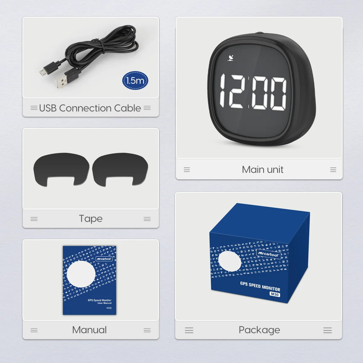 MRCARTOOL M30 Car Mini  GPS Head-Up Display Digital Hud Speedometer Overspeed Alarm Automotive Accessories Compass