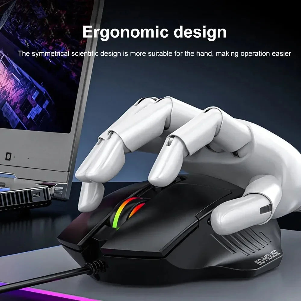 KEBIDUMEI RGB Wired Gaming Mouse 7200DPI 6-Level Adjustable 6 Buttons Ergonomic Silent Mice Plug and Play for Laptop Win MacOS