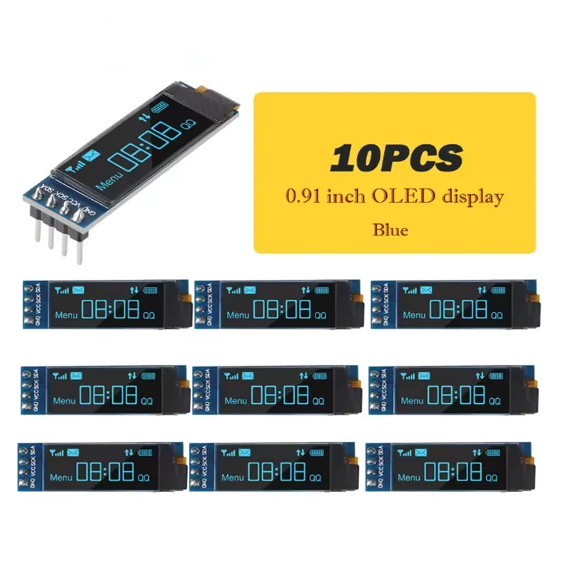 1-10pcs 0.91 inch OLED display module white/blue OLED 128X32 LCD LED Display SSD1306 12832 0.91 IIC i2C Communicate for ardunio
