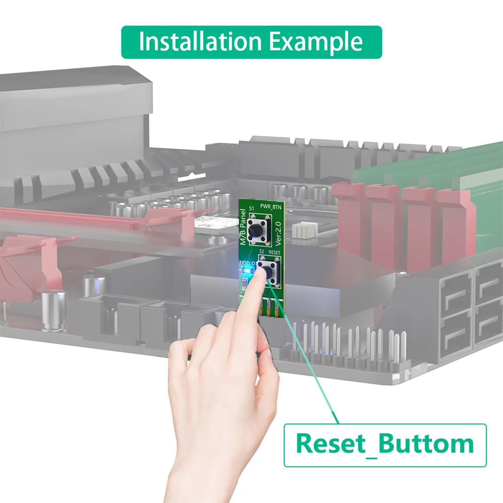 DIY PC Assembly Tool Reliable 10Pin 2x5Pin Mainboard Switching Tester Switching Board Adapter with Resets Button Accessory