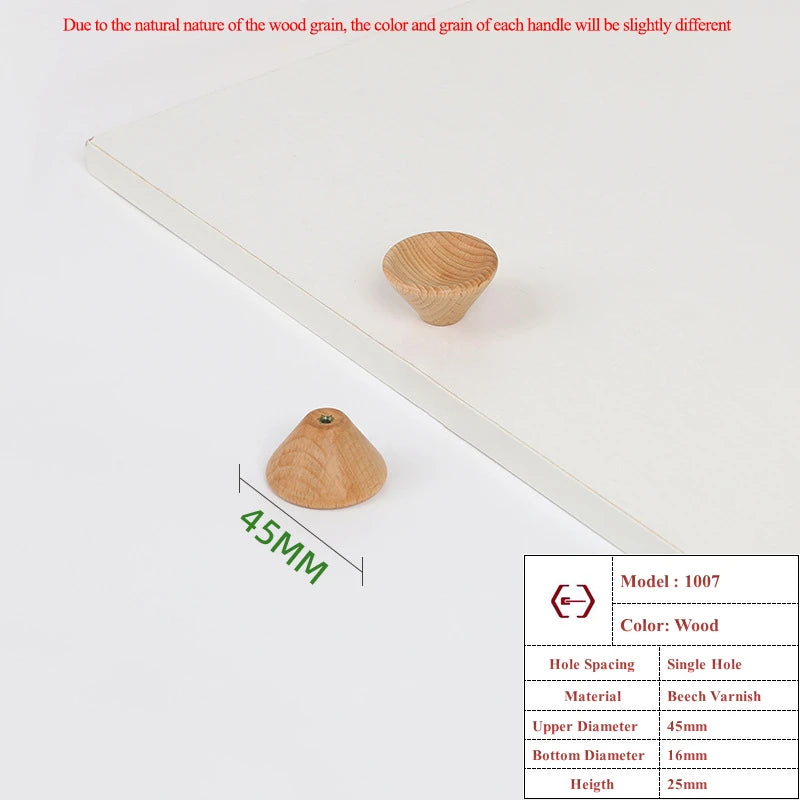 Nordic Wooden Cabinet Handles Solid Wood Furniture Kitchen Door Handle Wardrobe Cupboard Drawer Knobs Hardware Round Pull Handle
