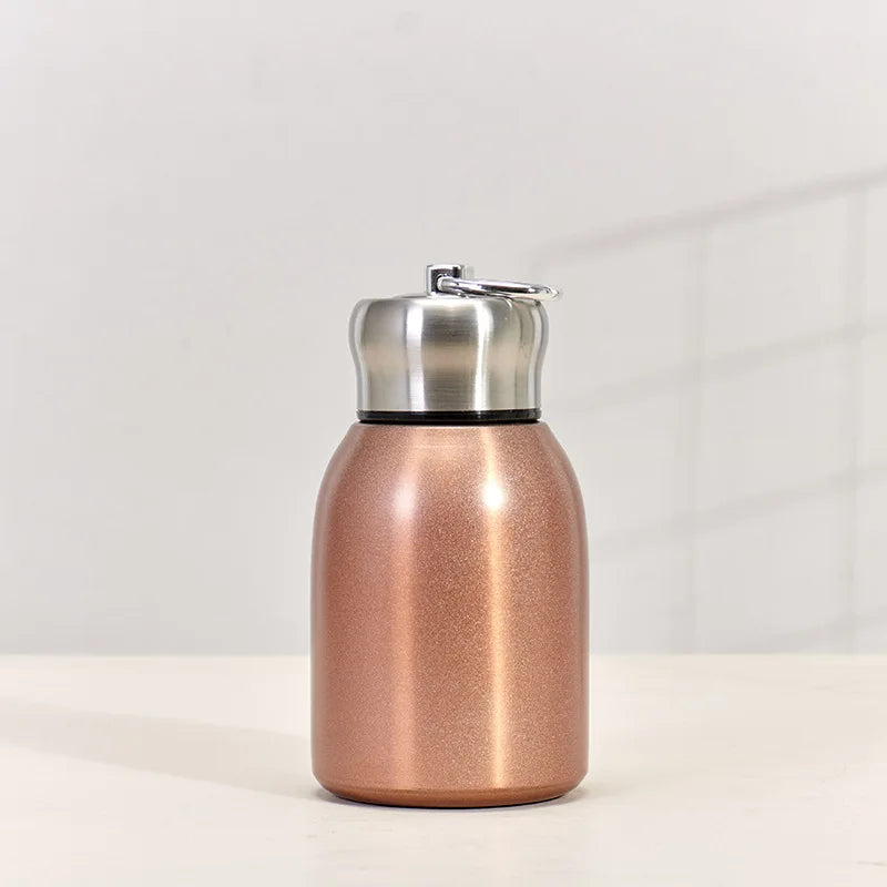 300ML Travel Water Bottle Coffee Mug Stainless Steel Vacuum Flask with Lifting Ring Mini Thermos Cup Portable Car Insulated Cup