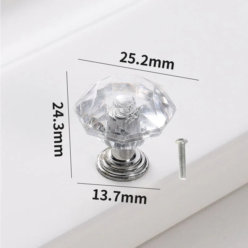 Plastic 1pc Diamond Shape Design Colorful Crystal Plastic Knobs Cupboard Drawer Pull Door Kitchen Cabinet Wardrobe Handles