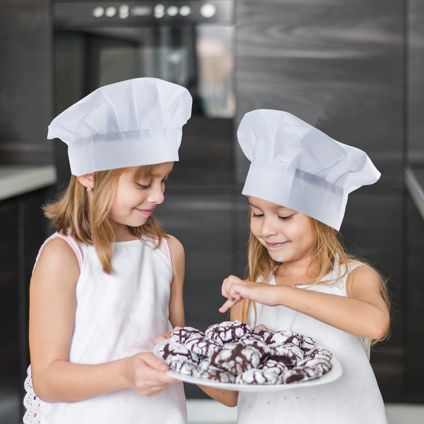 Baby Kid White Chef Hat Elastic For Party Kitchen Baking Cooking Cap Halloween Carnival Masquerade Party Costume Props Headwear