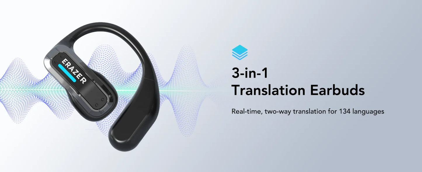 ERAZER X8 AI Translator Earbuds Gaming Bluetooth 5.4 Wireless Headphones Low Latency HD Call Earphones with Mic Waterproof