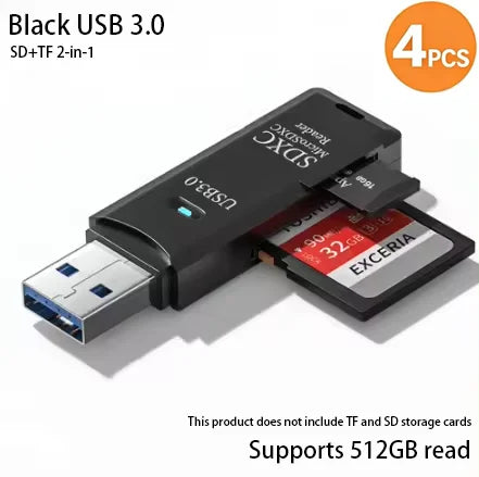 2-in-1 Multi Functional  USB 3.0 Card ReaderMiniSD TFMemoryCardReaderUSBFlashDrive CardreaderAdapter For PCLaptops Accessories