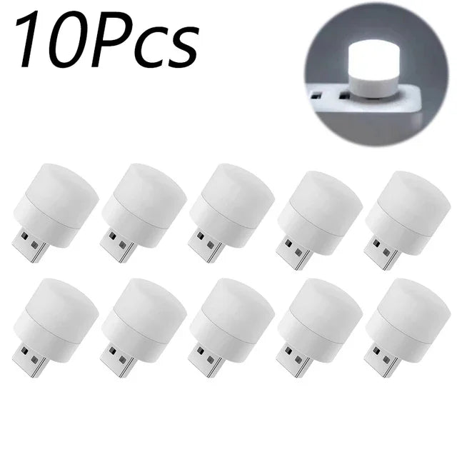 Small USB Night Light Computer Mobile Power Charging Mini Book Lamps LED Light Warm White Eye Protection Reading Light 1/10Pcs