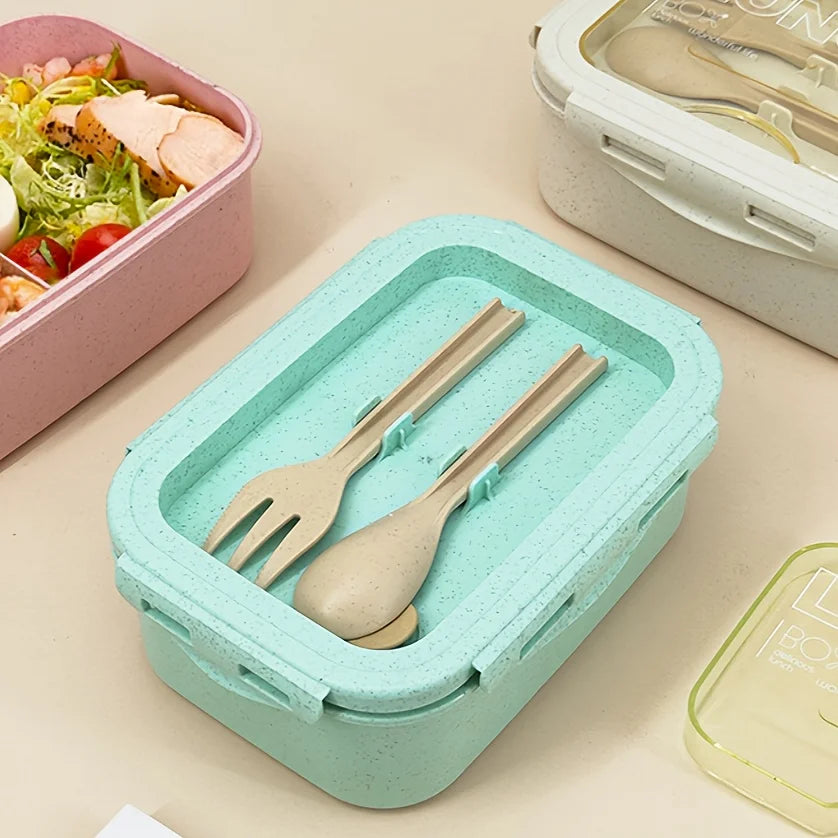 1pc Wheat Straw Lunch Box, Bento Box for Students, Portable Sealed Compartment Lunch Container for Microwave,back to school