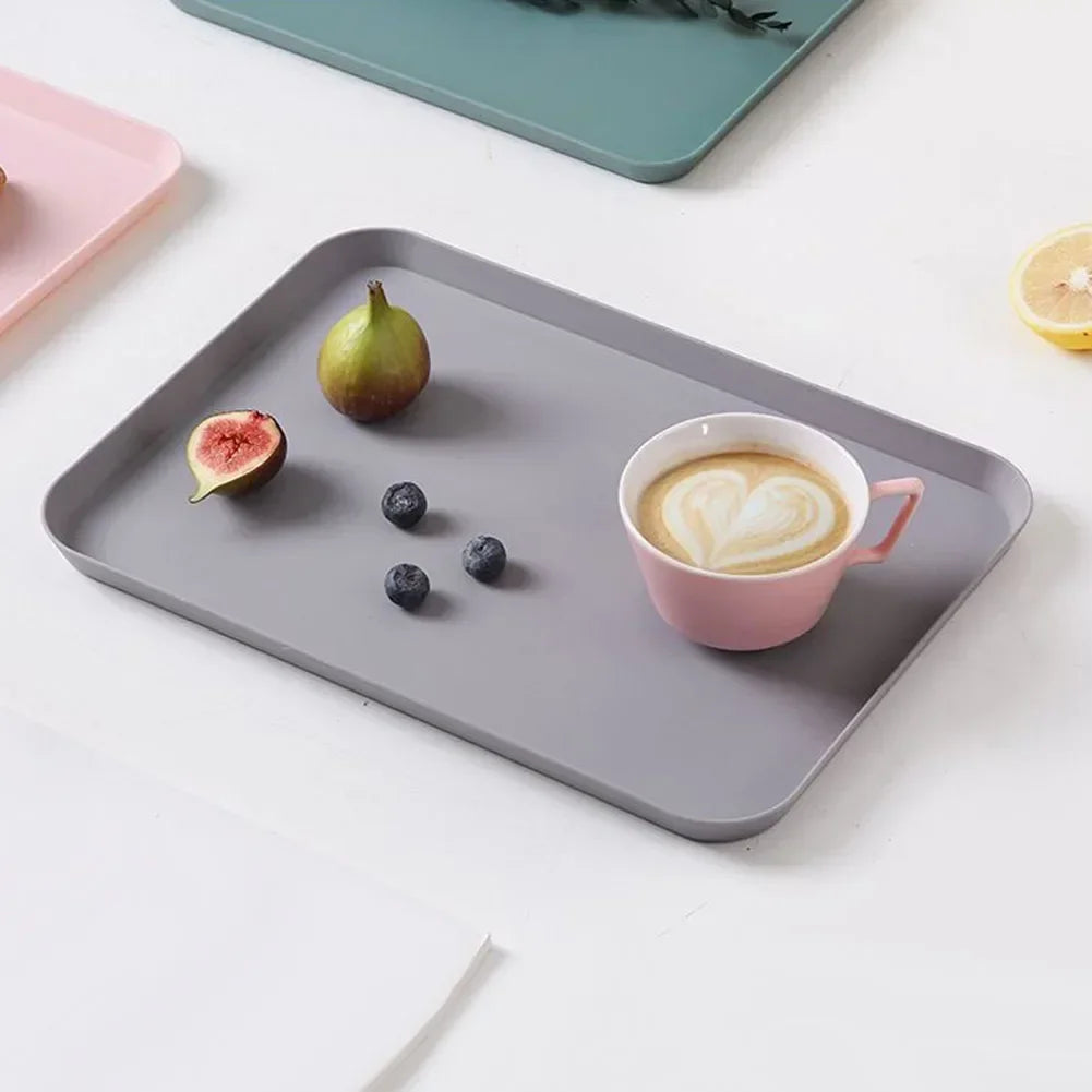 Restaurant Plastic Serving Tray Home Tea Fruit Dessert Tray Anti-Slip Resistant Food Cooking Storage Tray Kitchen Organizer