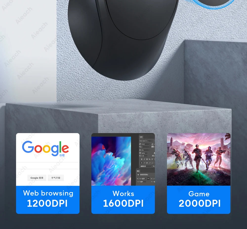 Portable Wireless Bluetooth Mouse Compact Ergonomic 2.4G USB Noiseless 1600DPI 500mAh Rechargeable for PC Tablet Laptop MacBook