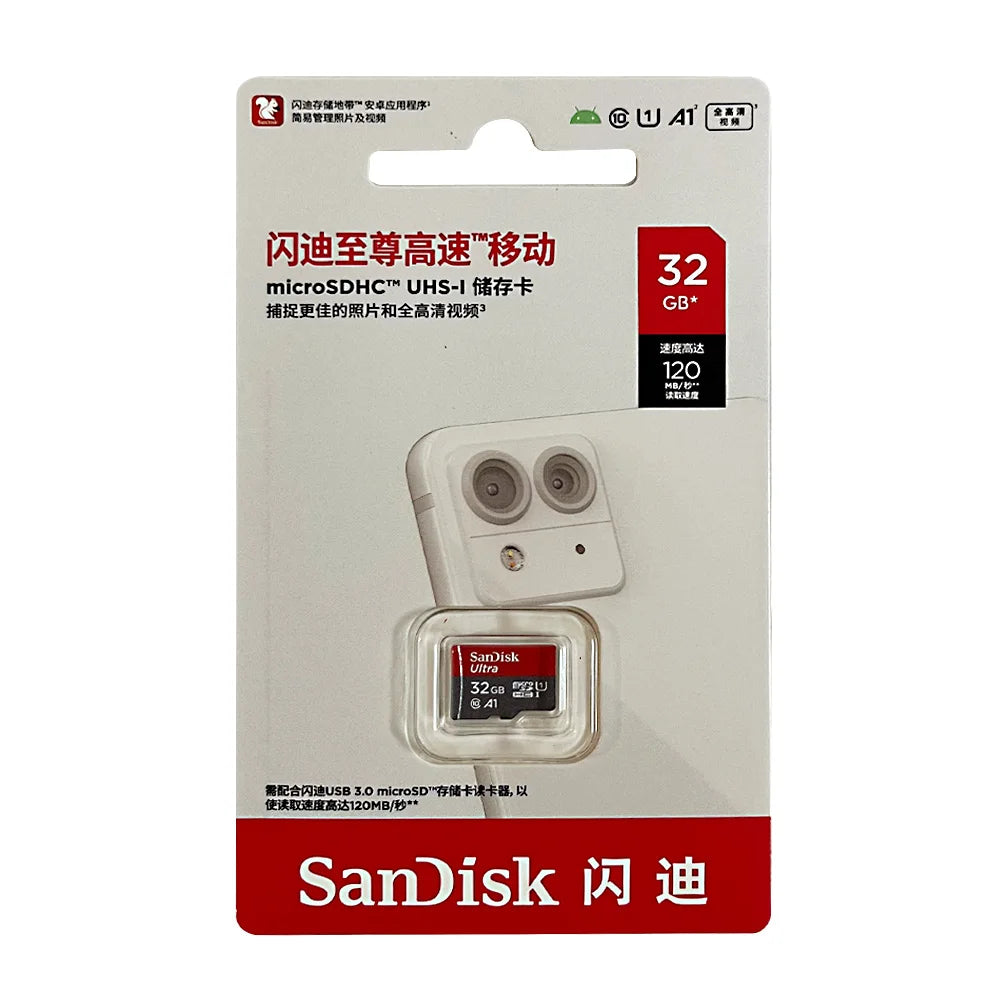 SanDisk Ultra MicroSD Card 32GB MicroSDHC A1 UHS-I Class10 64GB 128GB 256GB 512GB 1TB MicroSDXC Perfect for Full HD Video