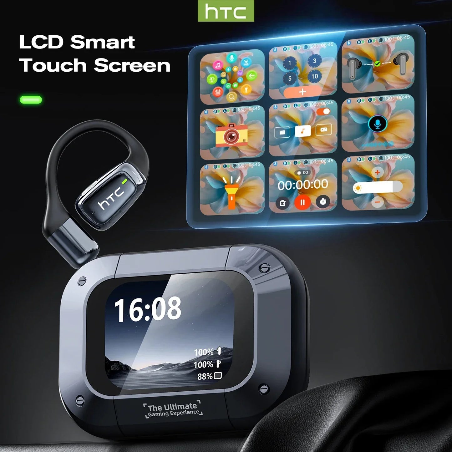 【AI Translator Earbuds】HTC NE25 Bluetooth Earphones LCD Touch Screen Sport Wireless Headphones Long Life with HD Mic