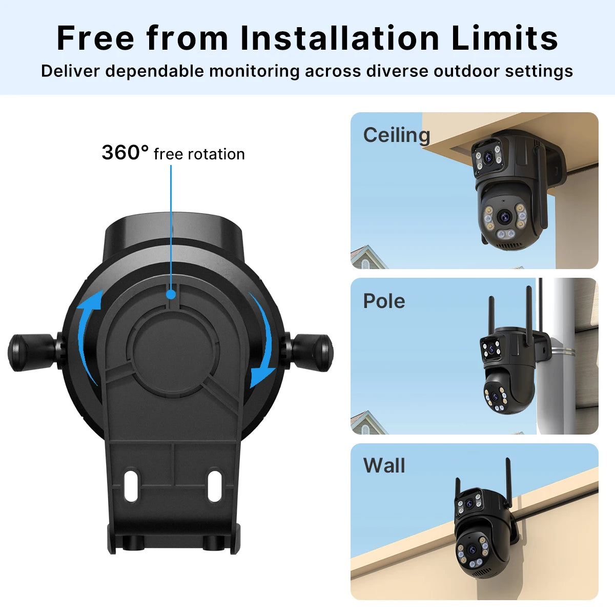 4K 8MP HD Wifi PTZ Camera Outdoor 4MP Dual Lens Dual Screen AI Auto Tracking IP Camera CCTV Audio Video Surveillance P2P iCSee
