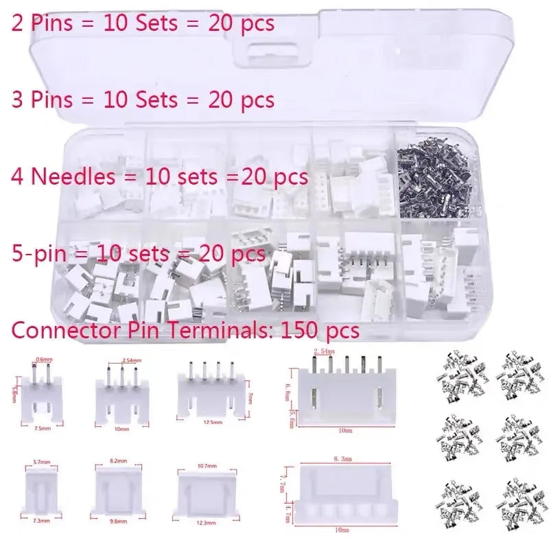 230 Pieces 2/3/4/5p Male and Female Pin Terminal Kit Housing Pin Header  XH-2.54 4Value Connectors Adaptor