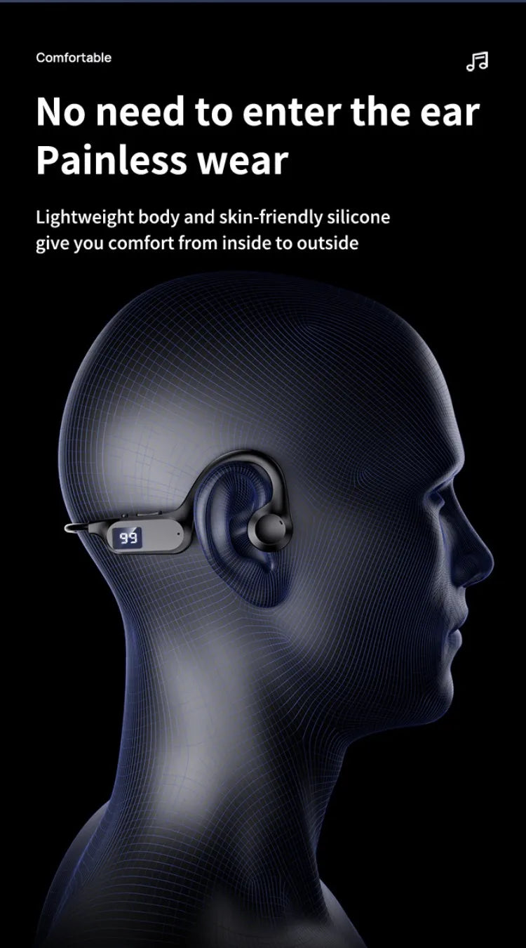X7 Wireless Bluetooth Earphones, Sports-Style Air-Conducting LED Battery Display, Memory Card Insertion Support