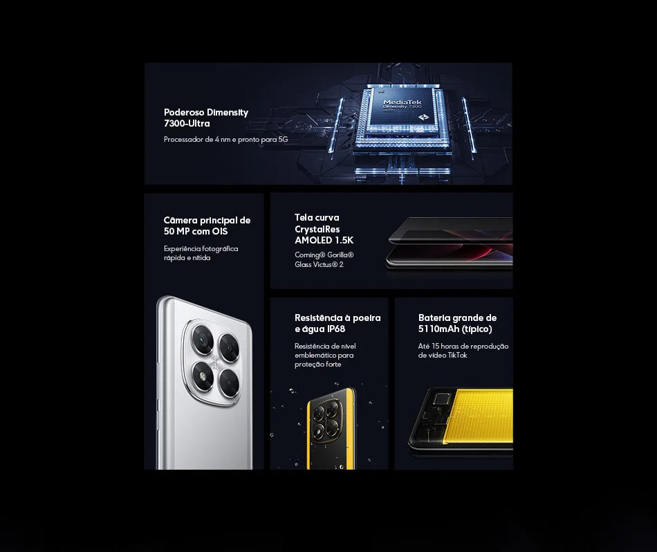 Global Version POCO X7 Smartphone Dimensity 7300-Ultra 6.67"120Hz AMOLED Display 45W 5110mAh 50MP Camera IP68 Xiaomi HyperOS NFC