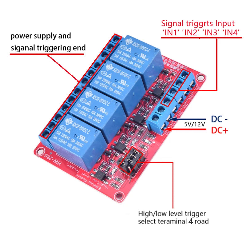 1/2/4/8 Channel Relay Module 5V/12V/24V with Optocoupler Isolation High/Low Level Dual Trigger for Arduino/PLC/MCU Control Board