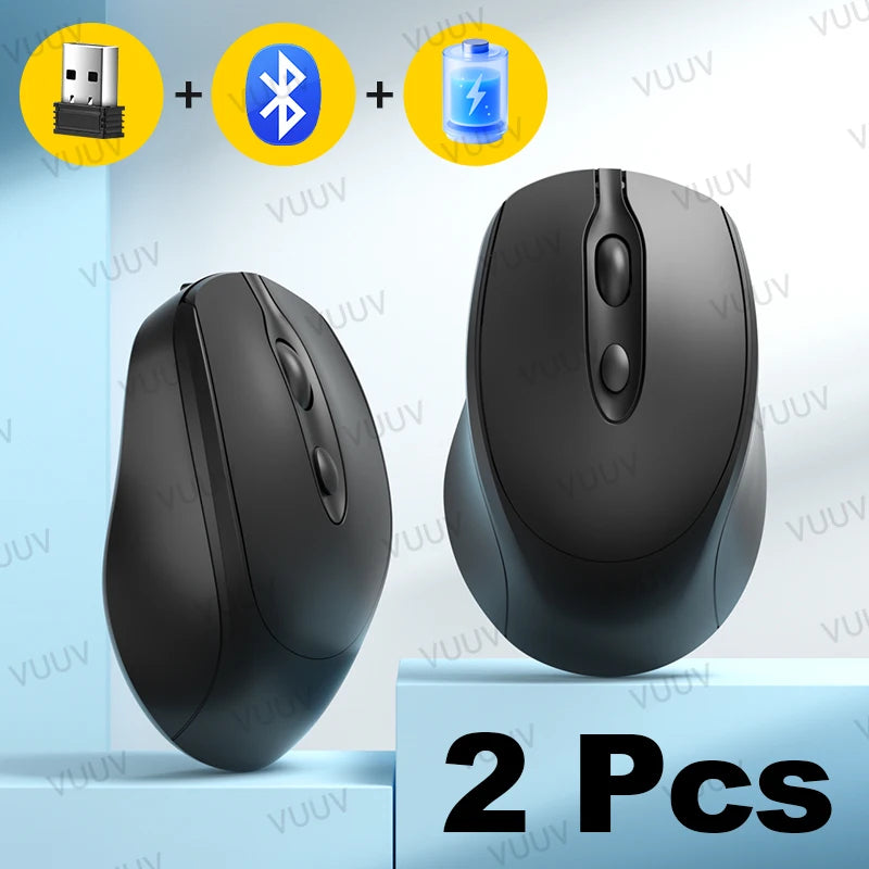 Portable Wireless Bluetooth Mouse Compact Ergonomic 2.4G USB Noiseless 1600DPI 500mAh Rechargeable for PC Tablet Laptop MacBook