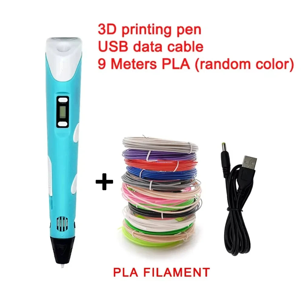 HOMEFISH Electronic 3D Printing Pen with 9M PLA Consumables High-Temperature 3D Graffiti Tool Intelligent Toy Gift