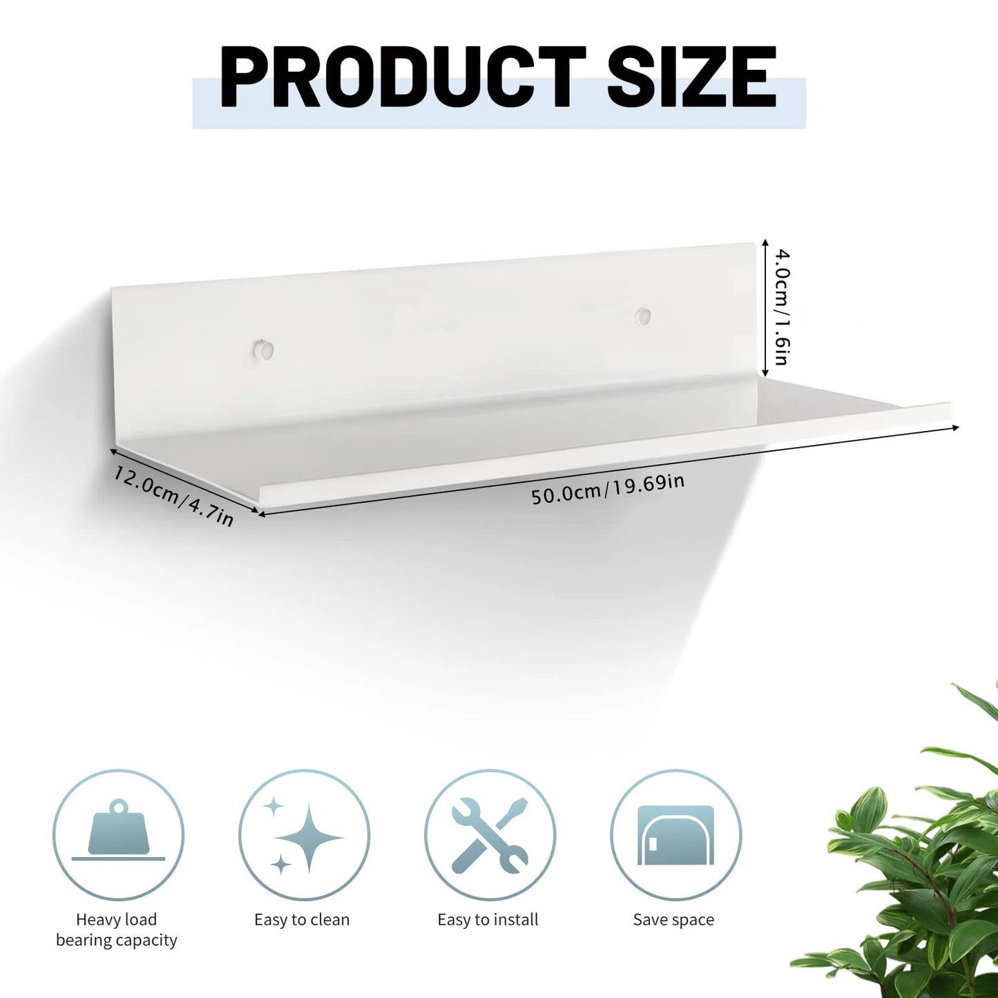 20/30/40/50cm Metal Floating Shelves Wall Mounted Storage Shelf Kitchen Shower Room Bedroom Bathroom Organizer Accessories