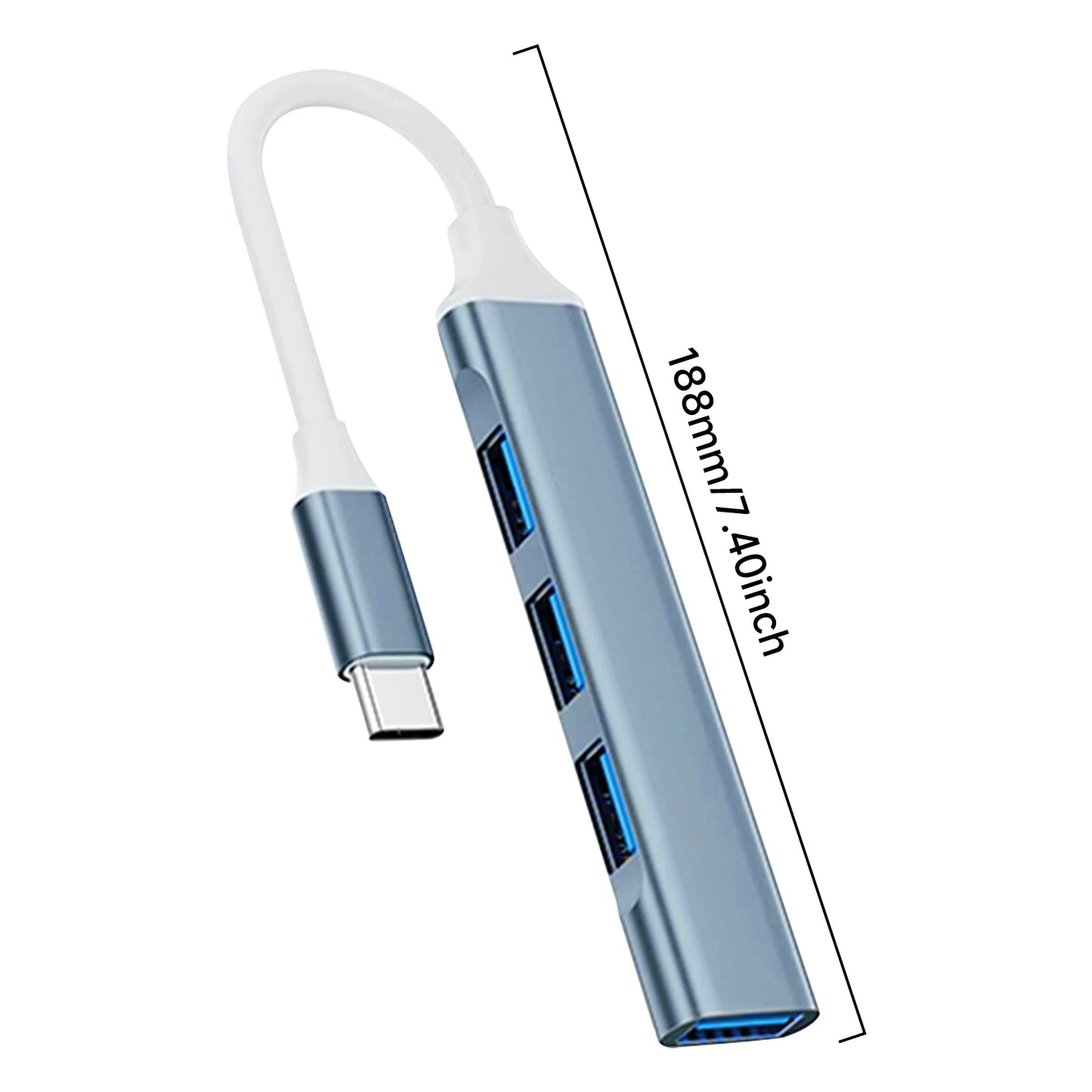 4-in-1 USB C Hub 3.0, Multi-Port OTG Adapter for Smartphones, Tablets, Laptops, Computers, Type-C Splitter