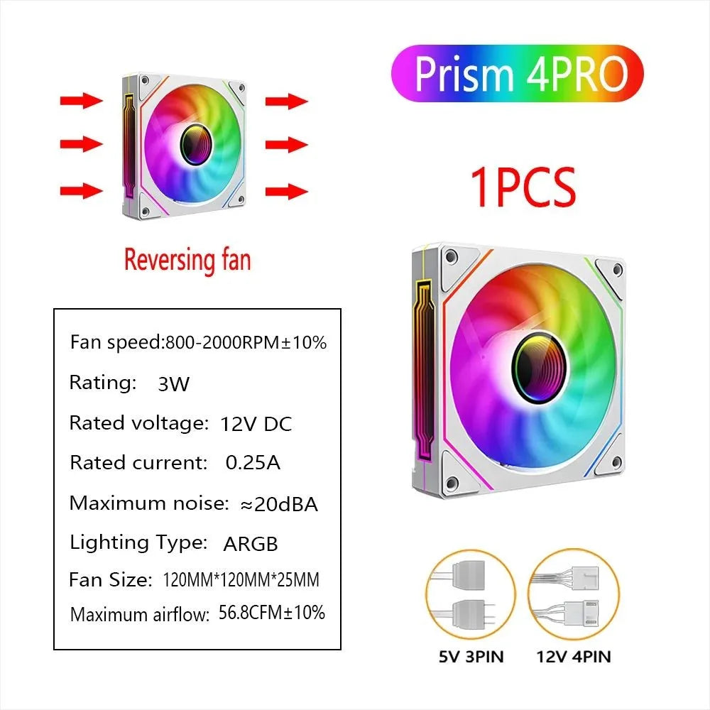 LDPCSJ PRISM 4 RS 12cm ARGB 4 Pin Computer Case Fan Quiet Cooling 12V Large Air Volume 1200RPM for Desktop Gaming PC Build