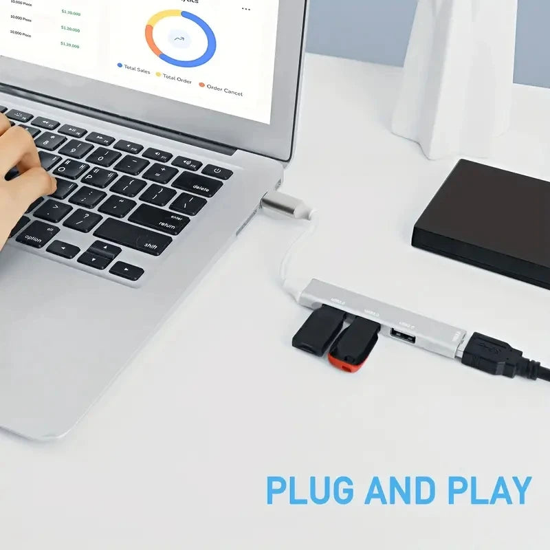 467 USB Dock Multi-Function Wire Divider High Speed Transmission One Drag Four Expanders for Mobile Phone Computer