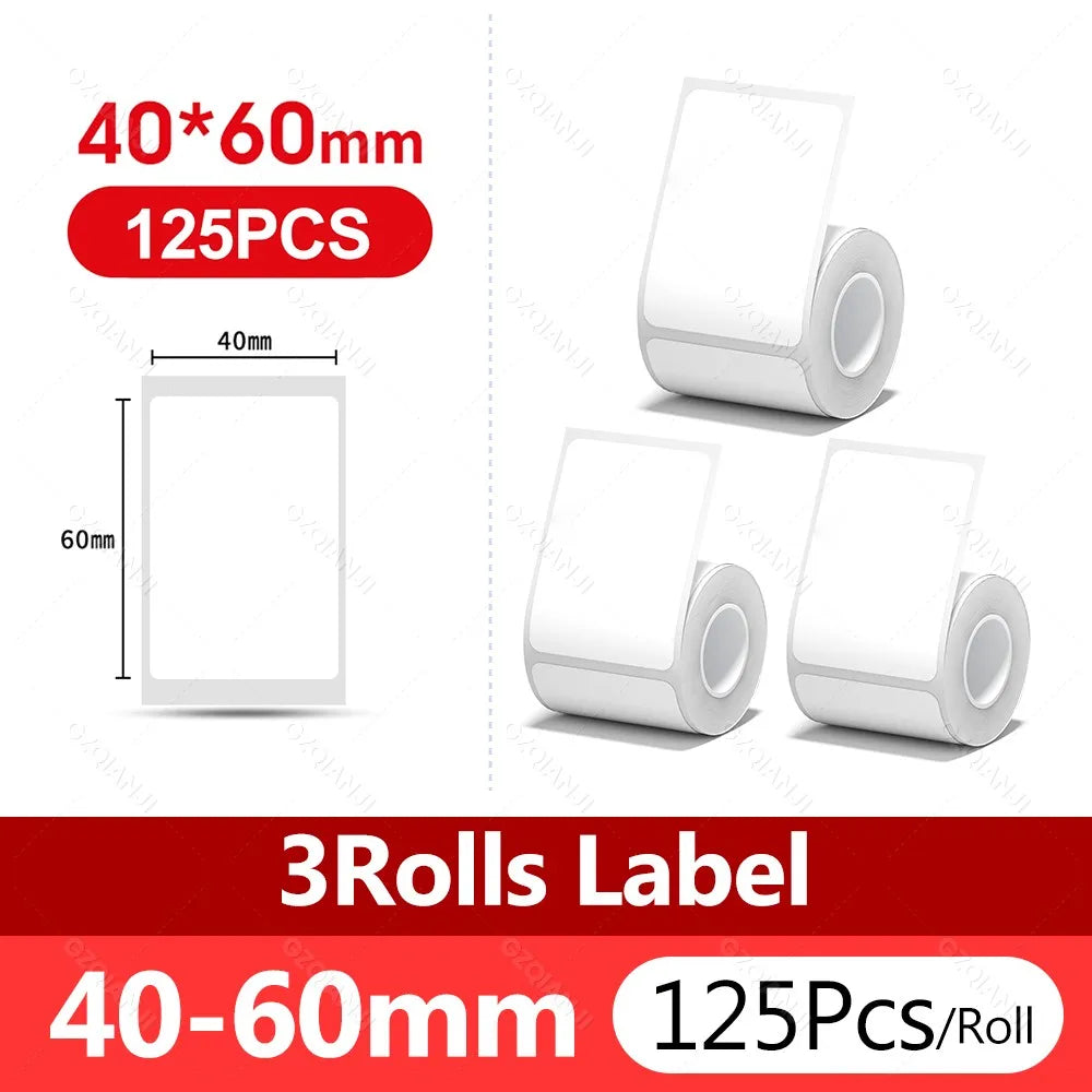 3/5/10 NiiMBOT White Label Paper Waterproof Self-adhesive Rolls For B1 B21 Mini Label Printer Price Tag Office Maker UV Print