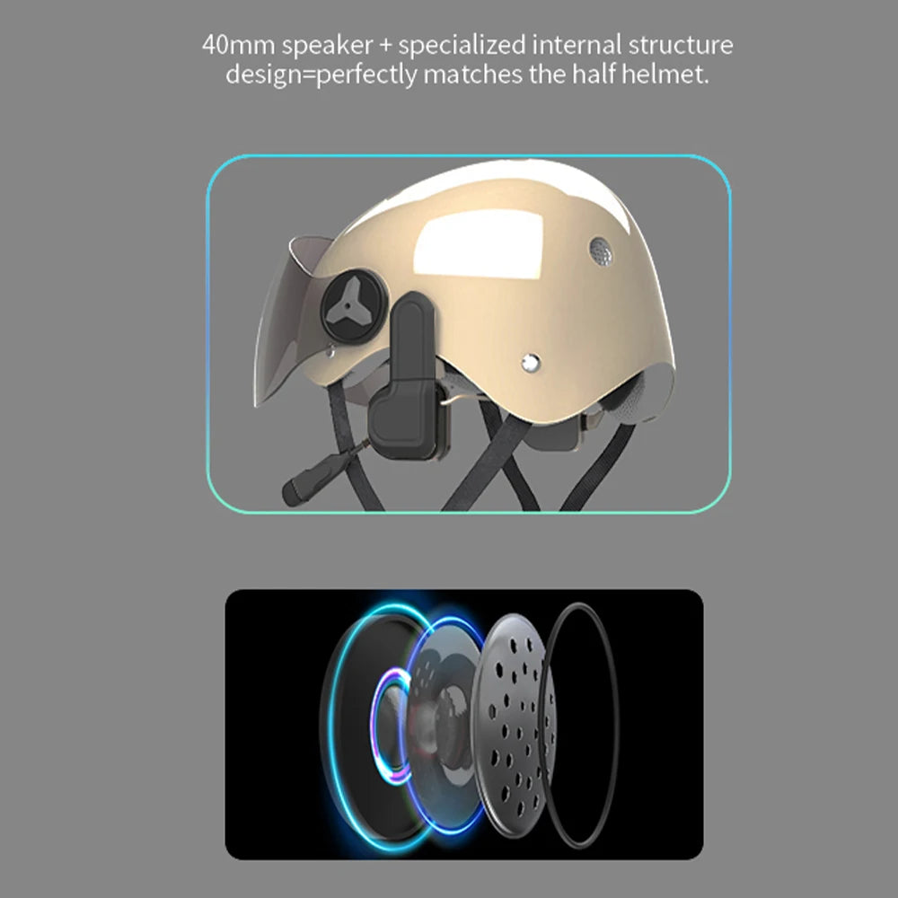 Kebidumei Motorcycle Helmet Headset Wireless Hands-free Call Kit Bluetooth 5.3 Waterproof MP3 Music Player Speaker Earphone
