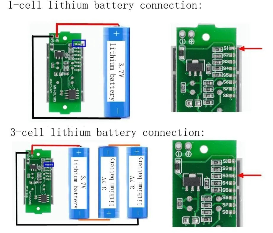 1S-8S 1S/2S/3S/4S 1-8S Single 3.7V Lithium Battery Capacity Indicator Module 4.2V Display Electric Vehicle  Power Tester Li-ion