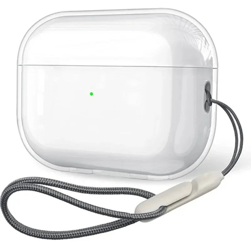 Clear TPU Earphone Case for Airpods 4 3 2 1 Pro Pro2 Shockproof with Lanyard Strap for Airpods Charging Case Transparent Cover