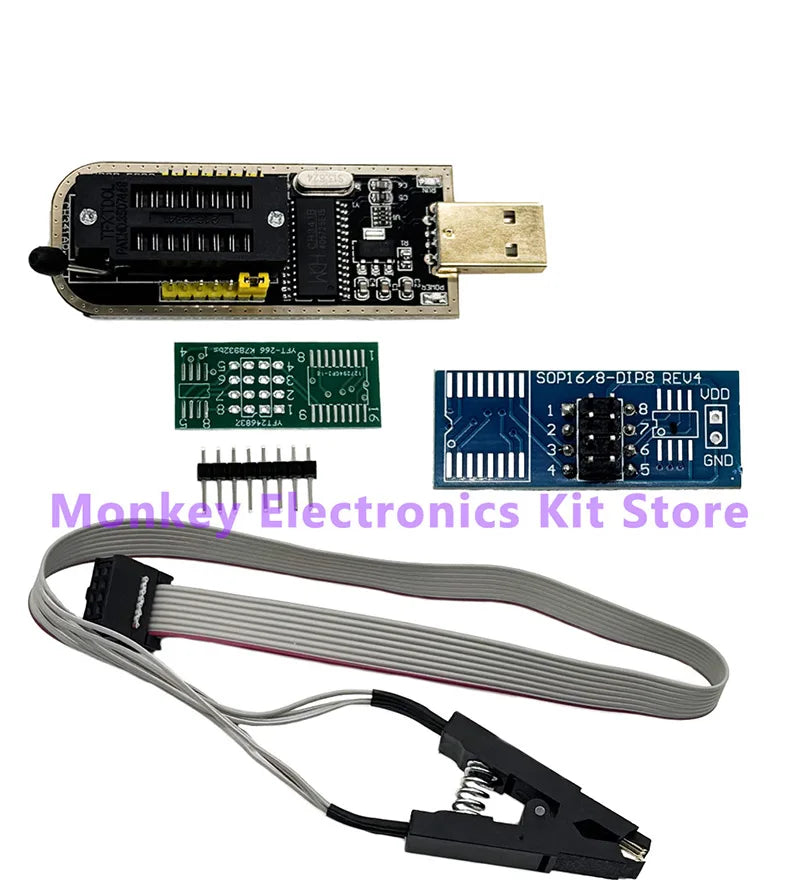 CH341A/B Programmer adapter+SOP8 clip+SOIC8 adapter with cable+1.8V adapter CH341A EEPROM Flash BIOS USB programmer ZIF adapter