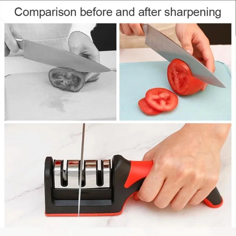 4-Stage Knife Sharpener Set - Diamond & Ceramic Rods for Kitchen, Hunting, Pocket Knives, Fast Edge Repair with Non-Slip Base (B