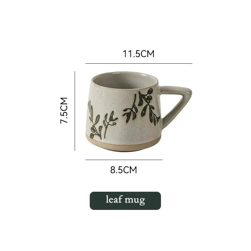 Retro Ceramic Coffee Mug Heat-resistant Handgrip Cup For Juice Water Milk Office Kitchen Restaurant Christmas Mug Gift