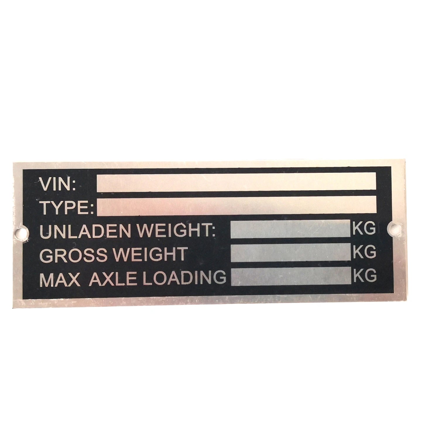 Trailer Blank  & Weight Chassis Plate 120mm X 45mm Identification Number