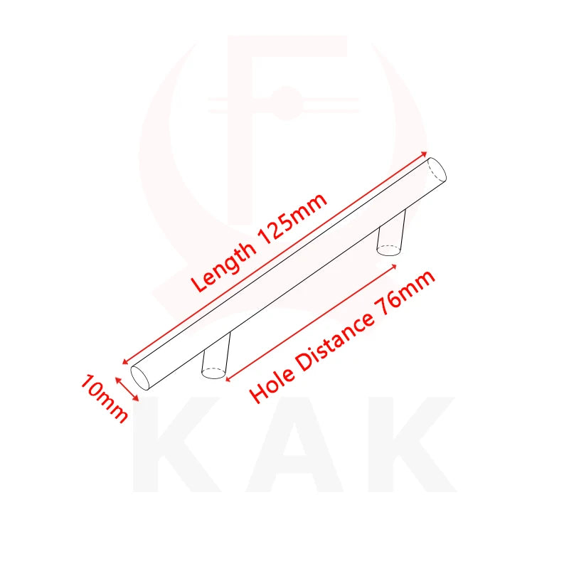 KAK 2" ~ 20'' Gold Kitchen Door T Bar Straight Handle Knobs Cabinet Pull Diameter 10mm Stainless Steel Handles Furniture Handle