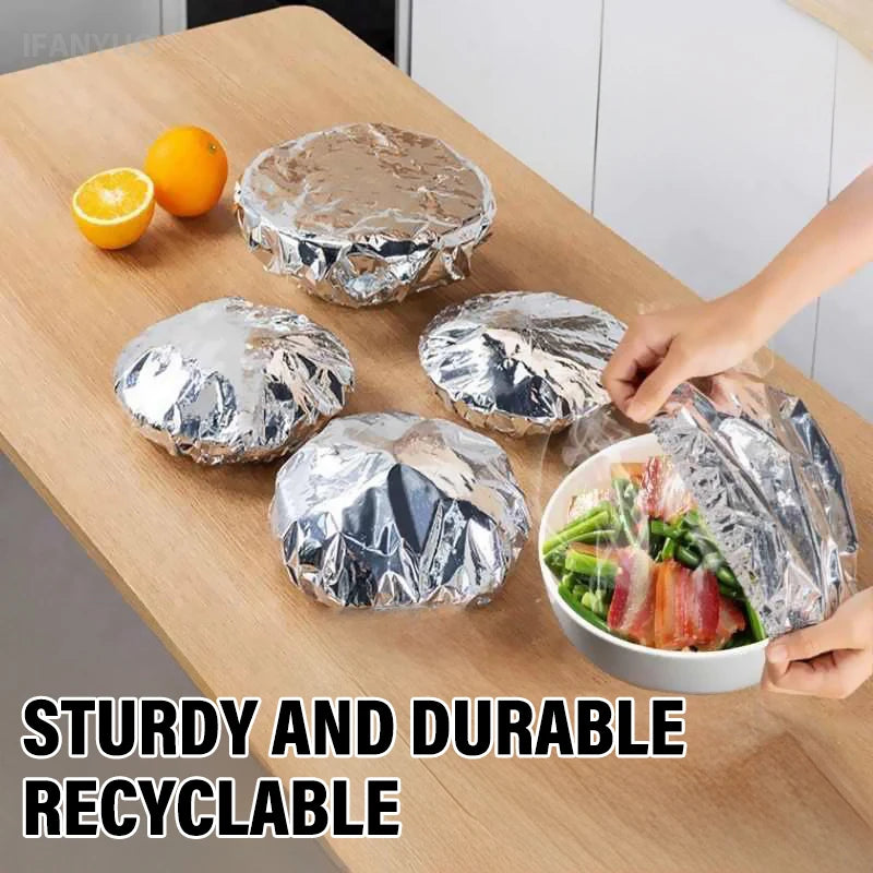 10-50Pcs Reusable Aluminum Foil Bowl Cover Refrigerator Fresh-keeping Lids Heat Preservation Kitchen Storage Accessories Gadget