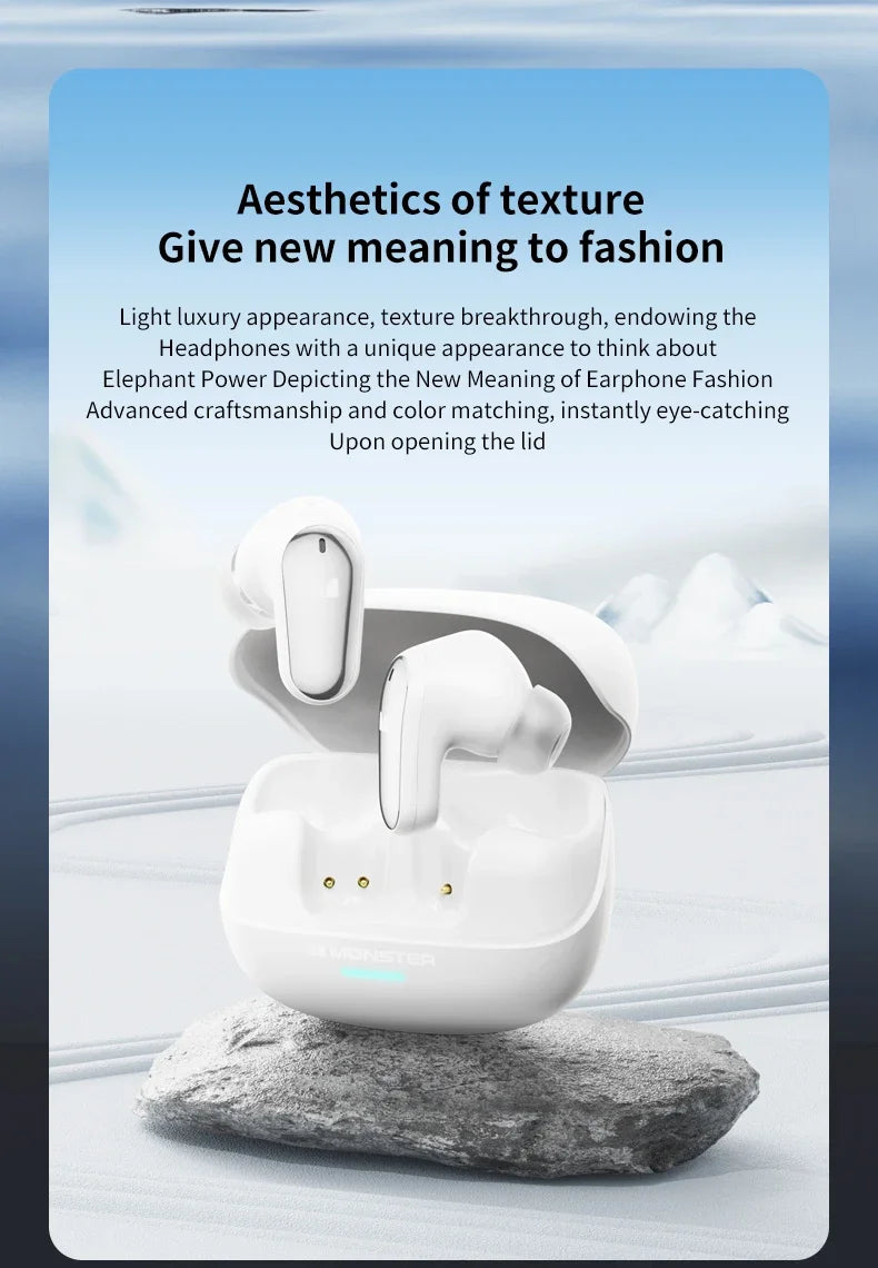 Monster MQT52 Wireless Headphones Bluetooth 5.4 HIFI Stereo Earphones Talking Noise Canceling Music  Gaming Headset with Mic