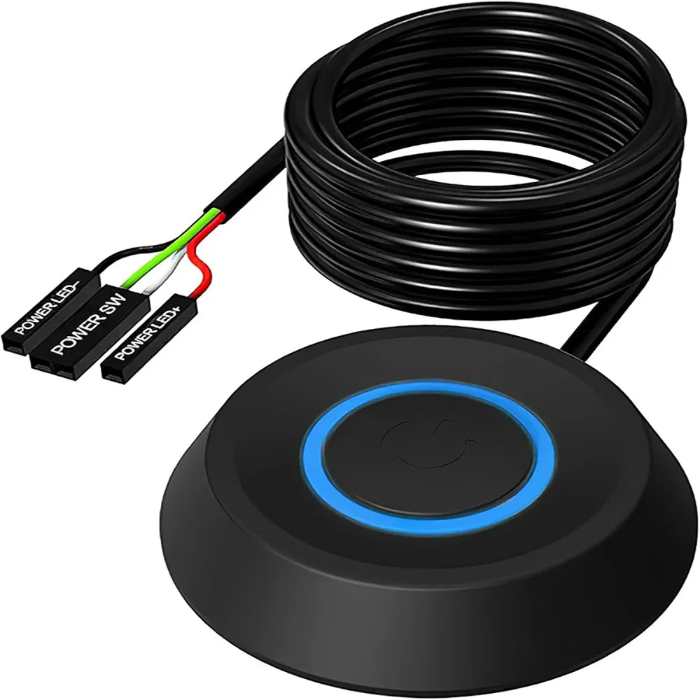 Computer External Switch Button Power Cable LED Light PC Motherboard Desktop External Start Power On/Off Button For Home Office