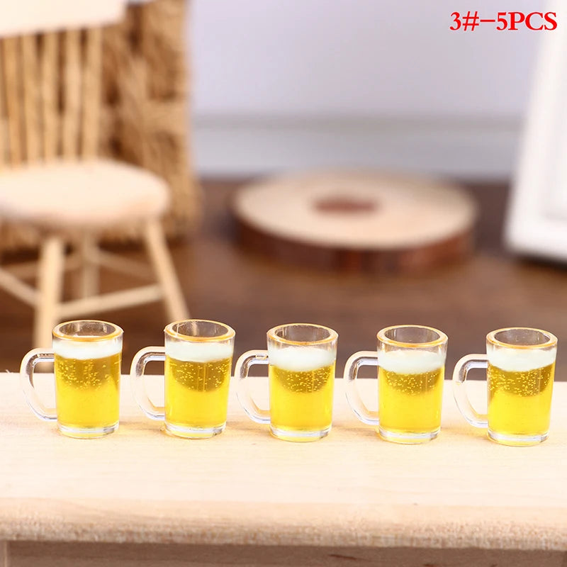 5pcs Dollhosue Miniature Red Wine Cup Wine Glasses Doll House Foods Groceries Kitchen Fairy Garden Scene Decor Furniture Toy