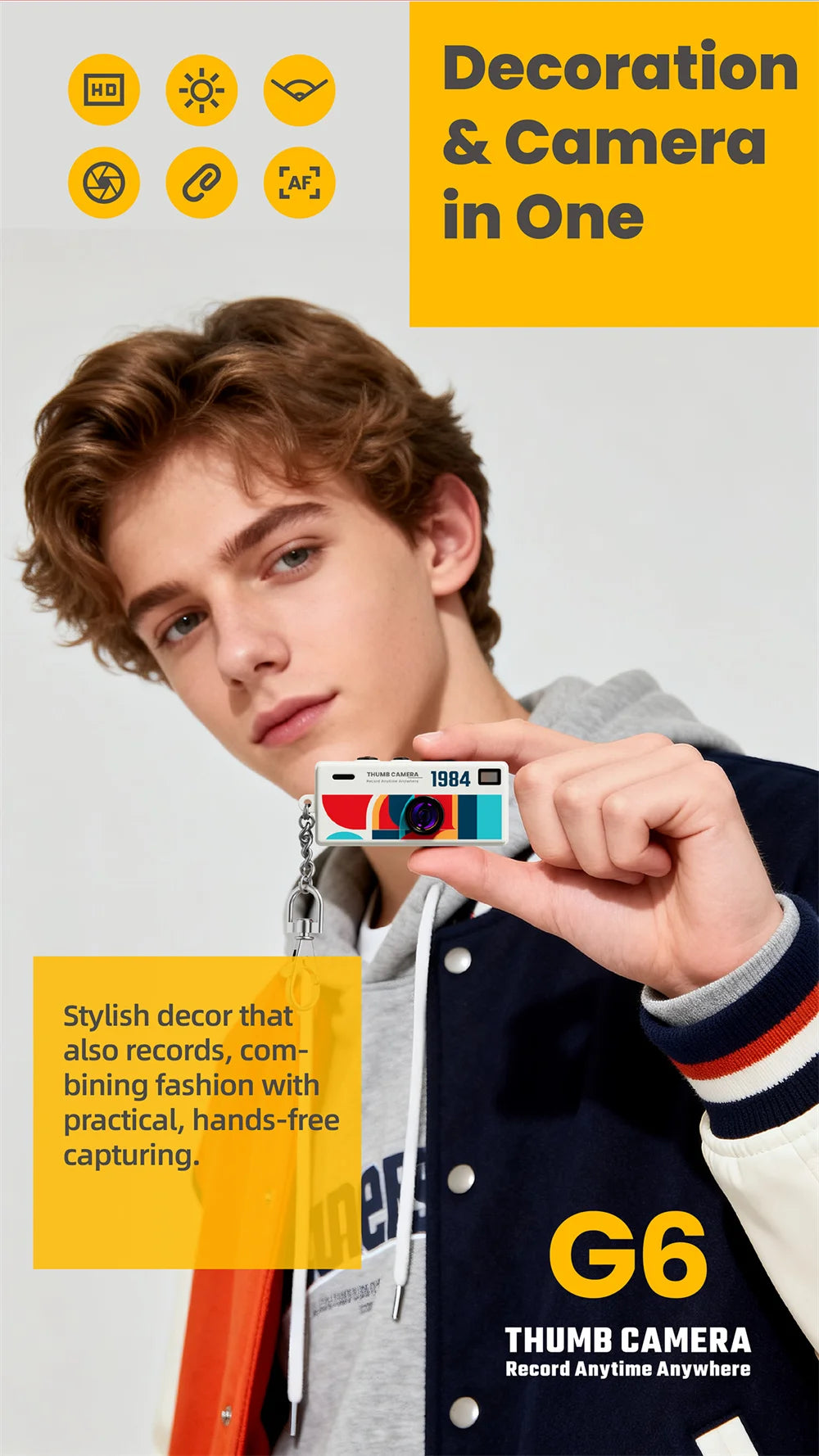 G6 Thumb Keychain Camera 0.96inch Mini Action Camera Retro Support Memory Card 1080P Very Small Camcorder Video Recorder 2026