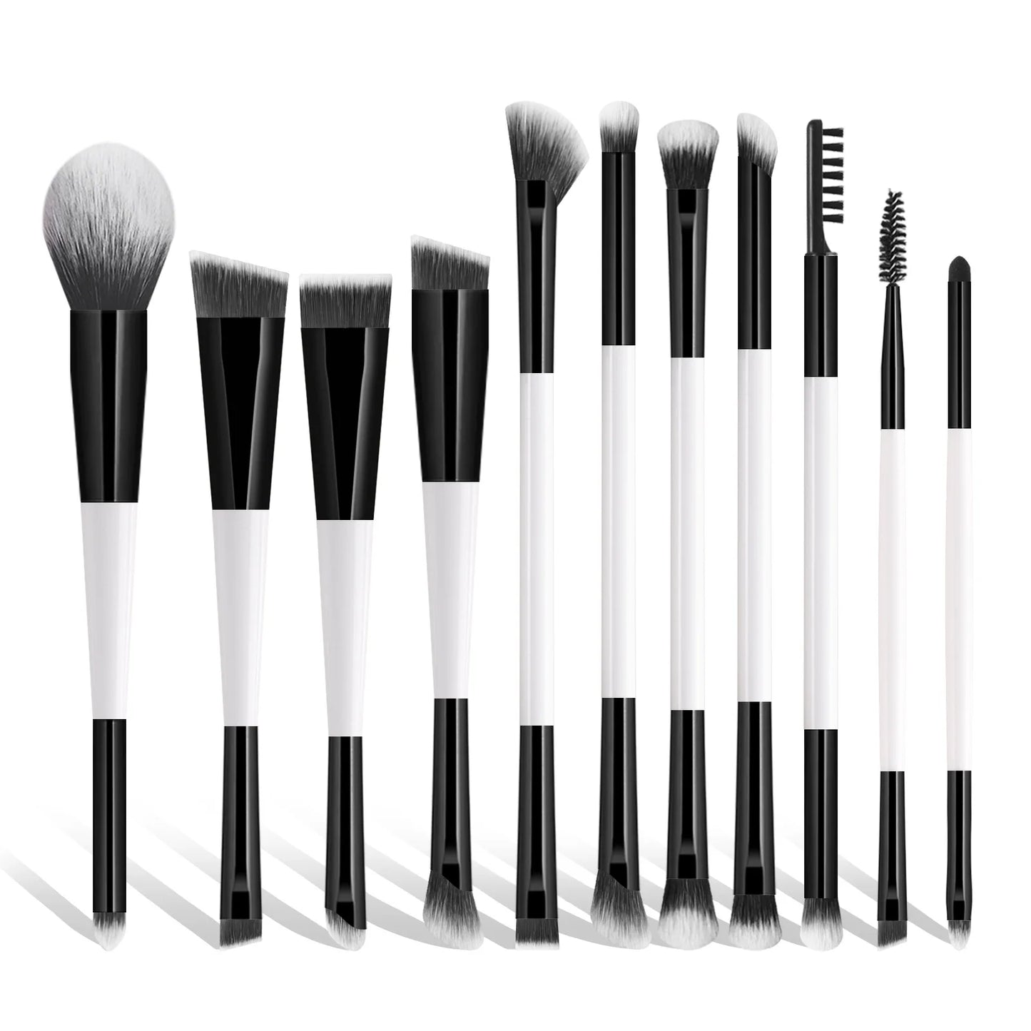 11 full set of eye makeup brushes, double-head design, eyeshadow brush, smudge brush, eyebrow brush, full set of beauty tools