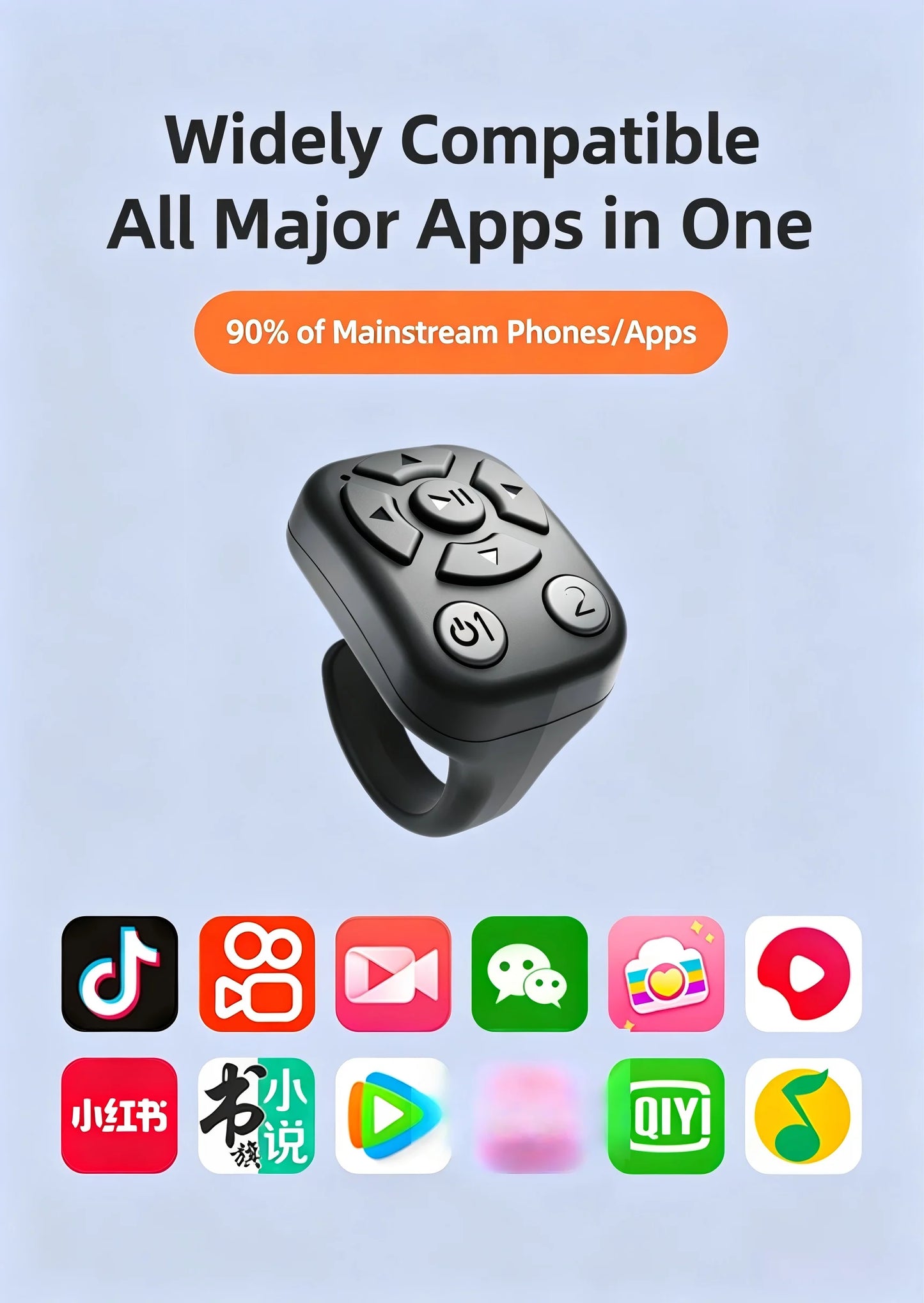 Bluetooth Scrolling Ring Wireless Remote Control, Short Video Page Turner Camera Shutter Controller, Universal Mobile Phone Tabl