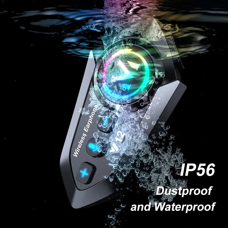 Bluetooth 5.4 Motorcycle Helmet Headset 500mAh Battery Life Wireless Hands Free Headphone Waterproof Noice Reduction Earphone