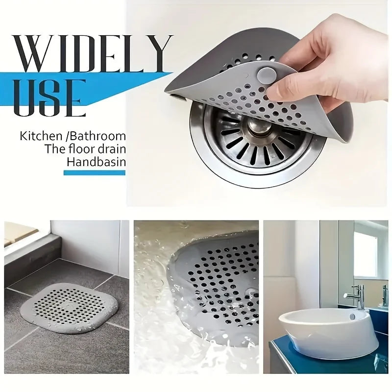 1pc Silicone Sink Hair Catcher, Shower Drain Cover Filter Control Sink and Tub Clog Preventer  Bathroom and Kitchen Accessories