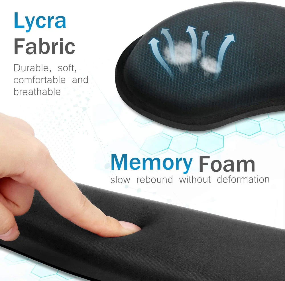 Keyboard Wrist Rest Mouse Pad with Wrist Support Memory Foam Keyboard Pad Set Ergonomic Mousepad for Office Gaming PC Laptop