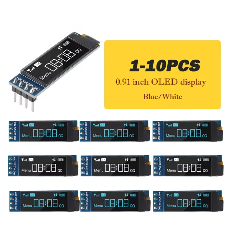 1-10pcs 0.91 inch OLED display module white/blue OLED 128X32 LCD LED Display SSD1306 12832 0.91 IIC i2C Communicate for ardunio