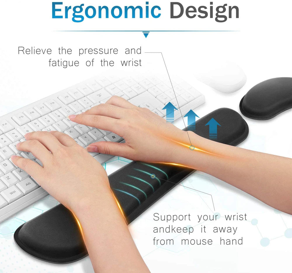 Keyboard Wrist Rest Mouse Pad with Wrist Support Memory Foam Keyboard Pad Set Ergonomic Mousepad for Office Gaming PC Laptop