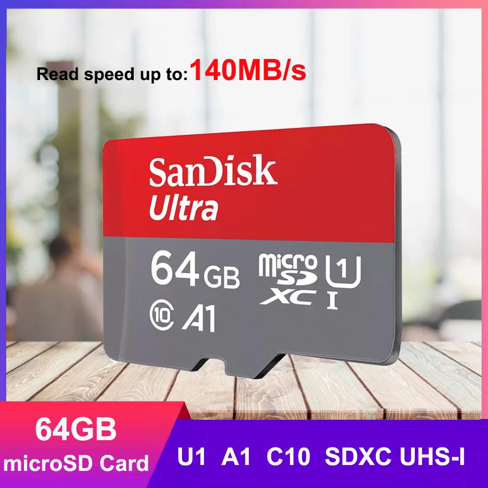 SanDisk Ultra MicroSD Card 32GB MicroSDHC A1 UHS-I Class10 64GB 128GB 256GB 512GB 1TB MicroSDXC Perfect for Full HD Video