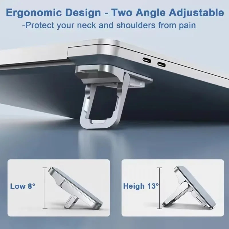 2PCS Mini Foldable Laptop Stand Portable Computer Keyboard Riser with 2 Adjustable Angles Self-Adhesive Invisible Notebook Stand